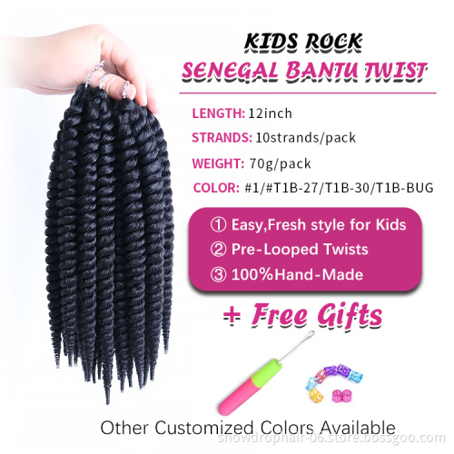 Synthetic Kids Natural Curly Waterwave Ombre Box Spring Water Wave Wholesale Bomb Passion Twist Faux Locs Crochet Hair Braids